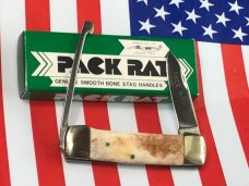 Vintage Parker Cut Co. Early 1980s Pack Rat Knife w/ Smooth Appaloosa Bone Handles -NOS +Orig Box Vintage Parker Cut Co. Early 1980s Pack Rat Knife w/ Smooth Appaloosa Bone Handles -NOS +Orig Box