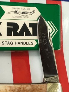 Vintage Parker Cut Co. Early 1980s Pack Rat Knife w/ Smooth Appaloosa Bone Handles -NOS +Orig Box Vintage Parker Cut Co. Early 1980s Pack Rat Knife w/ Smooth Appaloosa Bone Handles -NOS +Orig Box
