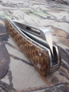 K'ROO CUSTOM BLADES - K'roo Chunky Frank - Coffee Bean Bag Micarta Handles K'ROO CUSTOM BLADES - K'roo Chunky Frank - Coffee Bean Bag Micarta Handles