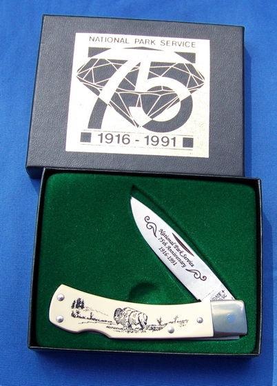 Schrade + USA 515SC Scrimshaw Delrin Lockback Knife National Park Service 75th Anniversary - NIB Schrade + USA 515SC Scrimshaw Delrin Lockback Knife National Park Service 75th Anniversary - NIB