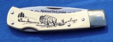 Schrade + USA 515SC Scrimshaw Delrin Lockback Knife National Park Service 75th Anniversary - NIB Schrade + USA 515SC Scrimshaw Delrin Lockback Knife National Park Service 75th Anniversary - NIB
