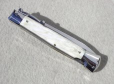 NEW OLD STOCK ITALIAN STILETTO 9" GENUINE BRAZILIAN HORN SWING GUARD LOCK BACK