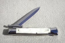 NEW OLD STOCK ITALIAN STILETTO 9" GENUINE BRAZILIAN HORN SWING GUARD LOCK BACK