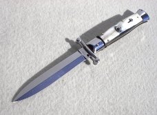 NEW OLD STOCK ITALIAN STILETTO 9" GENUINE BRAZILIAN HORN SWING GUARD LOCK BACK