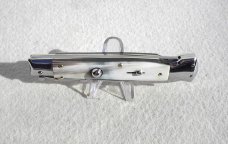 NEW OLD STOCK ITALIAN STILETTO 9" GENUINE BRAZILIAN HORN SWING GUARD LOCK BACK