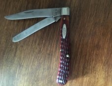 CASE SLIM TRAPPER SUPER CHERRY RED BONE HANDLES CASE SLIM TRAPPER SUPER CHERRY RED BONE HANDLES