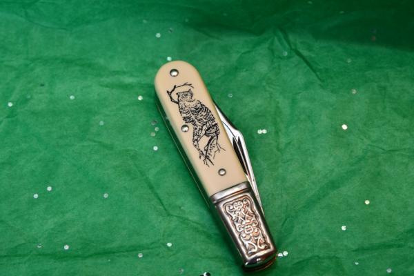 Schrade Scrimshaw Barlow SC-506 (1983) Owl etched handle Schrade Scrimshaw Barlow SC-506 (1983) Owl etched handle