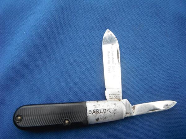 VINTAGE KUTMASTER BARLOW KNIFE , MADE IN USA!  ADVERTISING ON BLADE, VINTAGE USA POCKET KNIFE