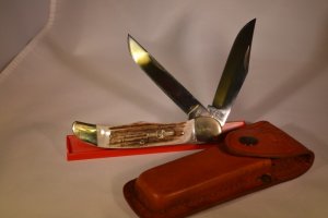 German Bull Grizzly with leather case