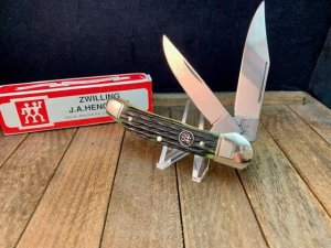 Henckels Boker Made Solingen Germany Green Jigged Bone Copperhead