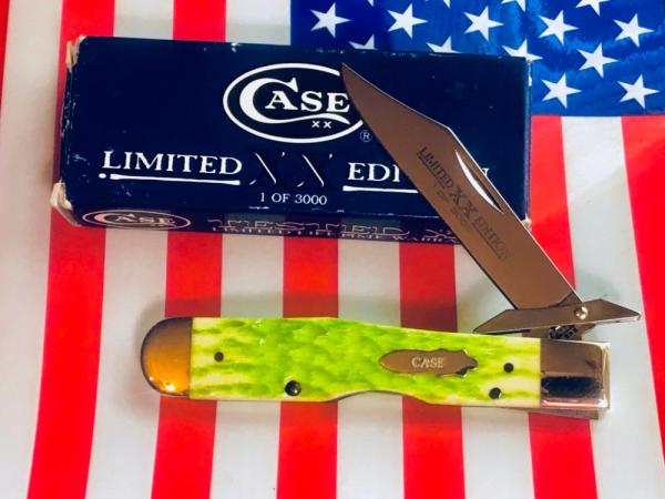 Case xx 2004 Cheetah Knife (6111-1/2L) w/ Key Lime Green Bone Handles -1 of 3000 -NOS in Orig Box Case xx 2004 Cheetah Knife (6111-1/2L) w/ Key Lime Green Bone Handles -1 of 3000 -NOS in Orig Box