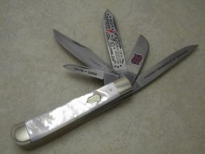 Bulldog Brand Pearl "1998 Old Dominion Knife Collectors Association" 5 Blade Trapper  Knife 
