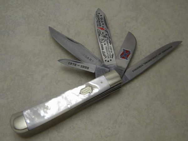 Bulldog Brand Pearl "1998 Old Dominion Knife Collectors Association" 5 Blade Trapper Knife Bulldog Brand Pearl "1998 Old Dominion Knife Collectors Association" 5 Blade Trapper Knife