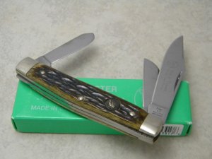Hen and Rooster Bertram Cutlery Solingen Germany Bone 433-AP Stockman Knife in Box