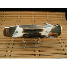 SCHRADE+ USA LIMITED EDITION HERITAGE 100 YEAR ANIVERSARY LOCK BACK MINT STAG GUT HOOK  KNIFE & CASE