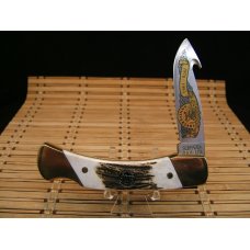 SCHRADE+ USA LIMITED EDITION HERITAGE 100 YEAR ANIVERSARY LOCK BACK MINT STAG GUT HOOK  KNIFE & CASE