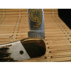 SCHRADE+ USA LIMITED EDITION HERITAGE 100 YEAR ANIVERSARY LOCK BACK MINT STAG GUT HOOK  KNIFE & CASE