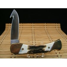 SCHRADE+ USA LIMITED EDITION HERITAGE 100 YEAR ANIVERSARY LOCK BACK MINT STAG GUT HOOK  KNIFE & CASE