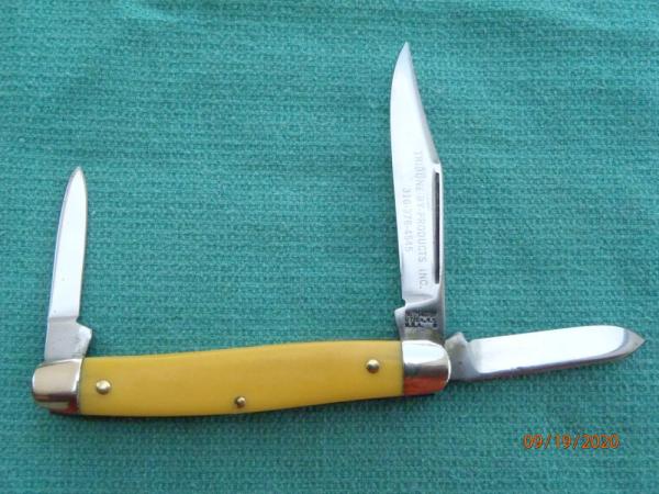 Kutmaster Utica NY Yellow Stockman with Etch Kutmaster Utica NY Yellow Stockman with Etch