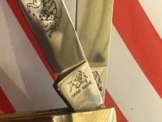 Bulldog Brand (Hand Made) 2 Blade Slim Trapper Pocket Knife w Great Redish Stag Handles -NOS + Box Bulldog Brand (Hand Made) 2 Blade Slim Trapper Pocket Knife w Great Redish Stag Handles -NOS + Box