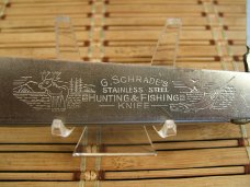 GEORGE SCHRADE KNIFE CO. U.S.A. VIN. 1928-46 HUNTING & FISHING LOCKBACK STAINLESS STEEL POCKET KNIFE GEORGE SCHRADE KNIFE CO. U.S.A. VIN. 1928-46 HUNTING & FISHING LOCKBACK STAINLESS STEEL POCKET KNIFE