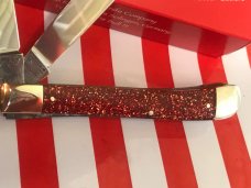 Bulldog Brand (Hand Made) 2 Blade Slim Trapper Pocket Knife w Great Red Sparkle Handles -NOS Bulldog Brand (Hand Made) 2 Blade Slim Trapper Pocket Knife w Great Red Sparkle Handles -NOS
