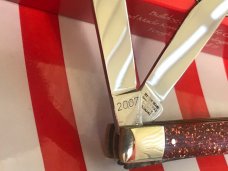 Bulldog Brand (Hand Made) 2 Blade Slim Trapper Pocket Knife w Great Red Sparkle Handles -NOS Bulldog Brand (Hand Made) 2 Blade Slim Trapper Pocket Knife w Great Red Sparkle Handles -NOS