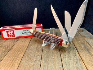 Henckels by Boker 4 Blade Stockman Red Pick Bone 4” OAL.
