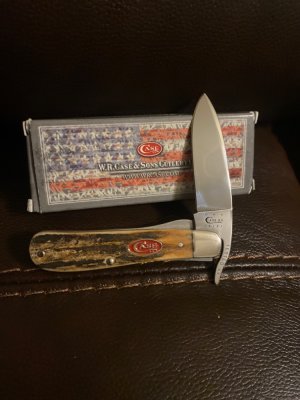 New 2012 Case XX USA 51953 1/2L SS Fat & Gnarly Stag Russlock With Tested XX Drop Point Blade