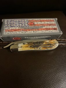 New 2012 Case XX USA 51953 1/2L SS Fat & Gnarly Stag Russlock With Tested XX Drop Point Blade