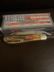 New 2012 Case XX USA 51953 1/2L SS Fat & Gnarly Stag Russlock With Tested XX Drop Point Blade
