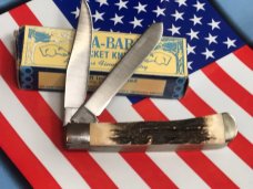 Ka-Bar ka bar Dog Head Large Trapper knife -Gnarly Thick Stag Handles -Collector Piece.. NOS & Mint Ka-Bar ka bar Dog Head Large Trapper knife -Gnarly Thick Stag Handles -Collector Piece.. NOS & Mint