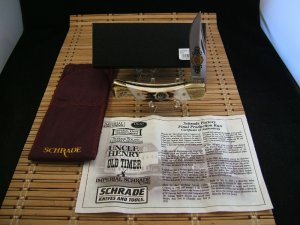 SCHRADE+ USA LTD. EDITION HERITAGE GENUINE STAG MINT LOCK BACK POCKET KNIFE, BOX, FELT CASE & PAPERS
