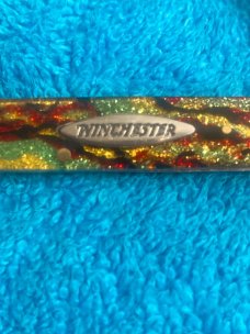 1992 Winchester 1001 1/2 Christmas tree colored handle Fishtail With A single Blade Brand new in box 1992 Winchester 1001 1/2 Christmas tree colored handle Fishtail With A single Blade Brand new in box