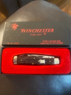 1988 Winchester 2851 Brown Bone Handles Gunstock With Nickel Silver Bolsters And Two Blades NIB 1988 Winchester 2851 Brown Bone Handles Gunstock With Nickel Silver Bolsters And Two Blades NIB