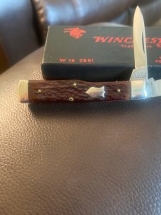 1988 Winchester 2851 Brown Bone Handles Gunstock With Nickel Silver Bolsters And Two Blades NIB 1988 Winchester 2851 Brown Bone Handles Gunstock With Nickel Silver Bolsters And Two Blades NIB