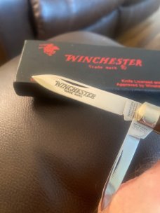 1988 Winchester 2851 Brown Bone Handles Gunstock With Nickel Silver Bolsters And Two Blades NIB 1988 Winchester 2851 Brown Bone Handles Gunstock With Nickel Silver Bolsters And Two Blades NIB