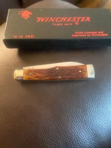 1988 Winchester 2851 Brown Bone Handles Gunstock With Nickel Silver Bolsters And Two Blades NIB 1988 Winchester 2851 Brown Bone Handles Gunstock With Nickel Silver Bolsters And Two Blades NIB
