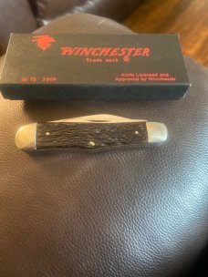 1988 Winchrster 3904 Dark Bone Handles With Nickel Silver Bolsters & 3 Blades Brand New In Box 1988 Winchrster 3904 Dark Bone Handles With Nickel Silver Bolsters & 3 Blades Brand New In Box