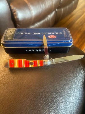 New Case Brothers Cutlery USA R215 SS Candy Striped Gunstock With Nickel Silver Bolsters & 2 Blades