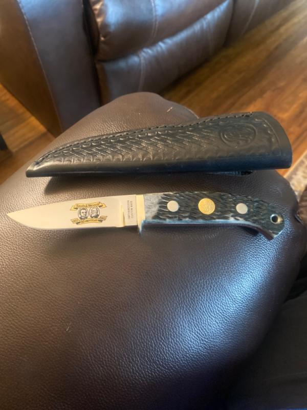 1852-2002 Smith & Wesson 150th Ann Custom made Gray bone Fixed Blade Knife Seki City Japan 