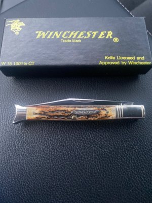 1992 Winchester 1901 1/2S Stag Handle Fishtail With Nickel Silver Bolsters & Singke Winchester Blade