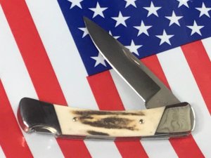 Buck 501 Single Blade Lockback w/ Great Stag Handles -USA & NOS