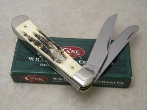 Case XX USA 2004 Bone Stag 6.5254 SS Trapper Knife in Box