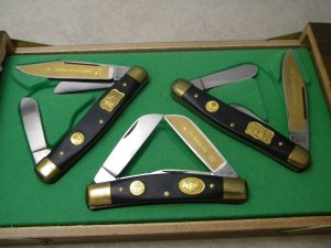 Boker Solingen Germany "Miner's Comm. Set" Etched Knives in Display Box 
