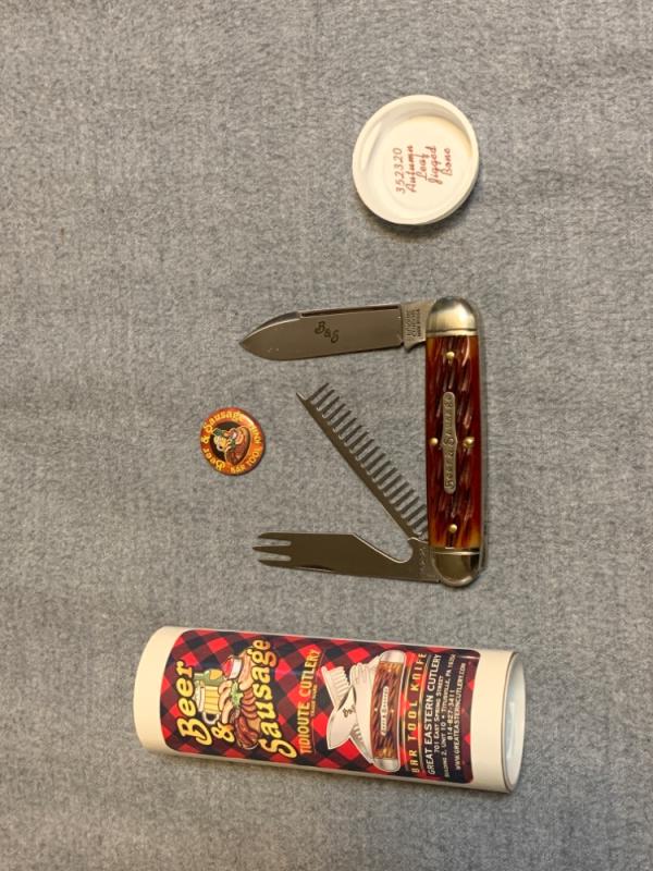 GEC Beer & Sausage Bar Tool Knife Autumn Leaf Jigged Bone 352320