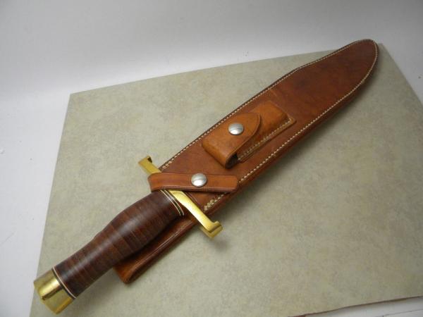 Randall Model 12-11" Thorpe Bowie 1970's Fixed Blade Knife w/ Johnson Rough Back Sheath 