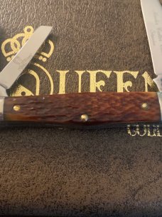 1980 THE WHITTLER BY QUEEN CUTLERY CO Bone Handle With Nickel Silver Bolster 3 Stainless Blades LE 1980 THE WHITTLER BY QUEEN CUTLERY CO Bone Handle With Nickel Silver Bolster 3 Stainless Blades LE