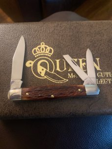 1980 THE WHITTLER BY QUEEN CUTLERY CO Bone Handle With Nickel Silver Bolster 3 Stainless Blades LE 1980 THE WHITTLER BY QUEEN CUTLERY CO Bone Handle With Nickel Silver Bolster 3 Stainless Blades LE