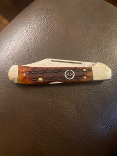 Brand New Case XX Barbed Wire Large Copperlock With Fancy Bolsters XX Emblem And A Single Blade Brand New Case XX Barbed Wire Large Copperlock With Fancy Bolsters XX Emblem And A Single Blade